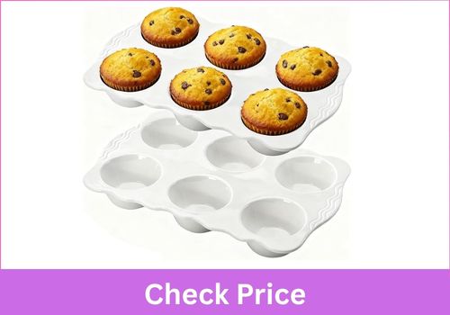 HICEEDEN 2-Pack 6-Cup Ceramic Muffin Pan 