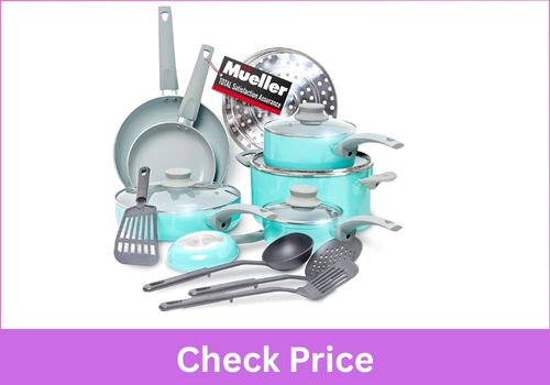 Mueller Pots and Pans Set Healthy Stone 16-Piece Nonstick Cookware Set