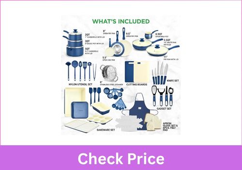 NUTRICHEF 54-Piece Professional Ceramic Cookware Set