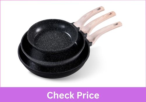 CAROTE Non Stick Frying Pan, Black 8"+10"+12" Granite Skillet Set